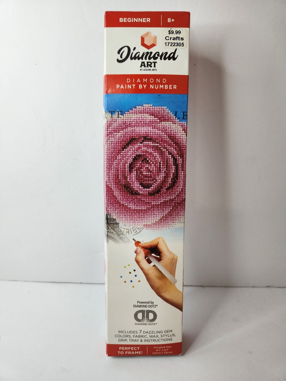 Diamond Art Pink Rose Diamond Paint-by-Number Kit - Diamond Art